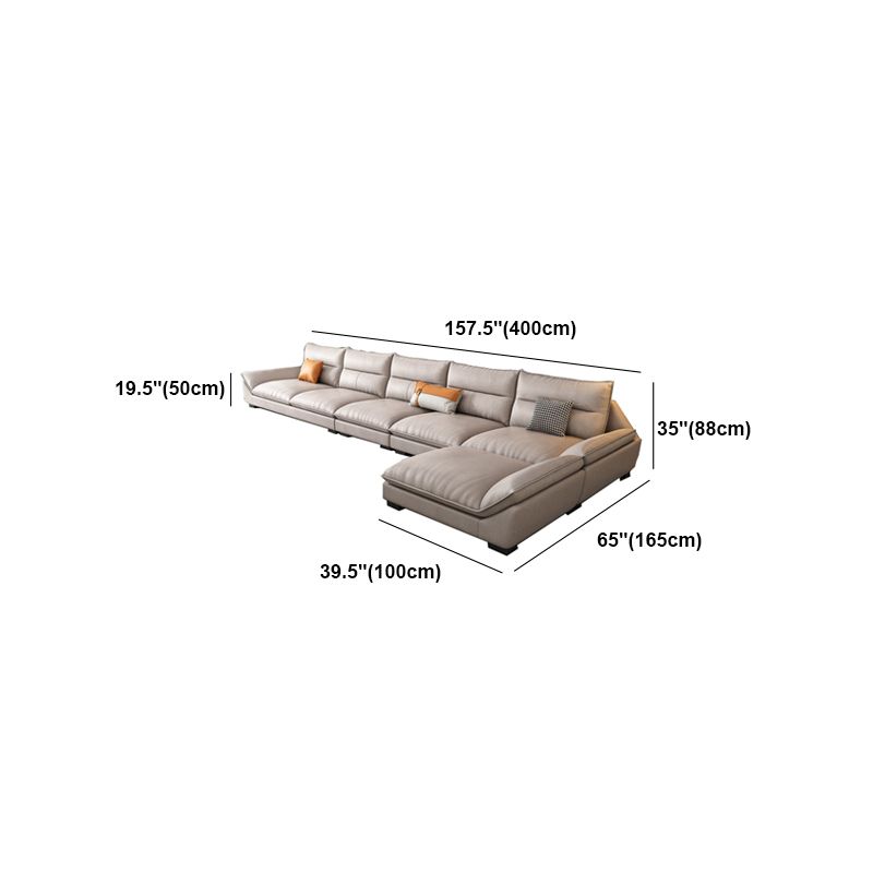 Scandinavian Beige Sectionals/Sofa with Pillow Back for Living Room