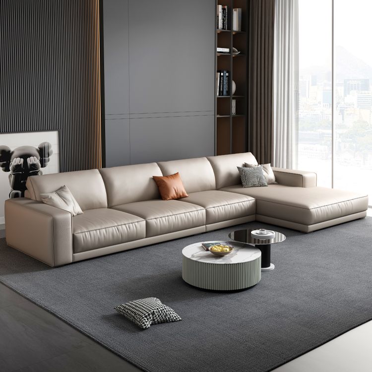 Cushions Faux Leather Square Arm Sofa with Waterproof and Wear-resisting