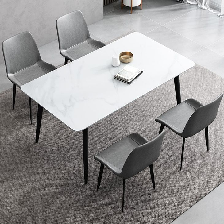 Stone Dining Room Collection Industrial Style Rectangle 4 Legs Dining Table