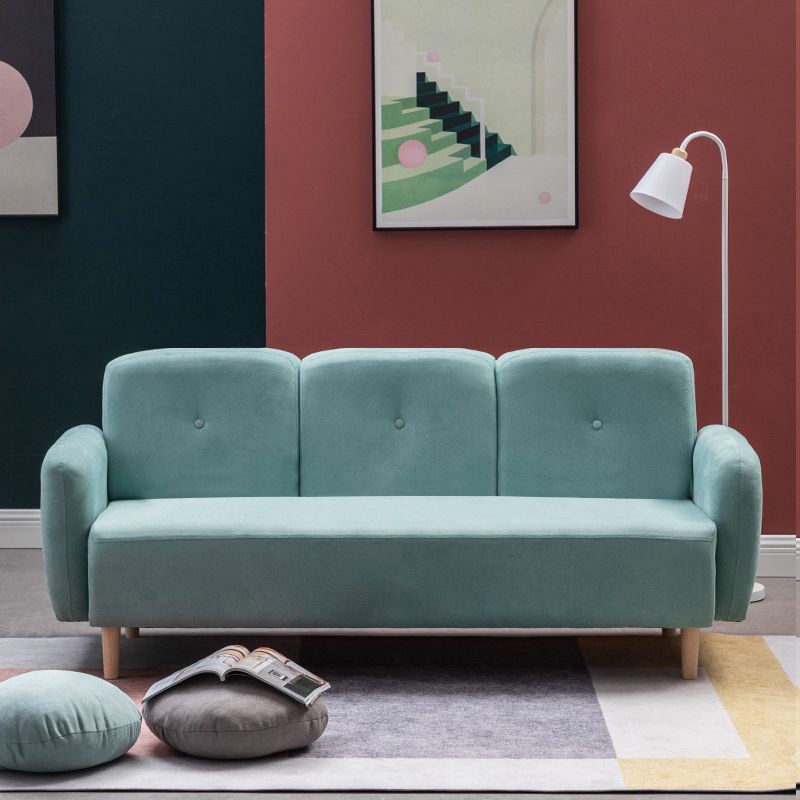 Velvet Sofa 29.52" H Recessed Arm with 3-seater Contemporary