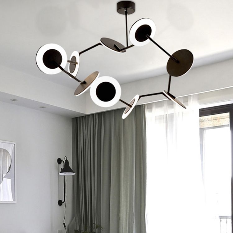 Moderne stijl metalen kroonluchter licht zwarte schotel schaduw hanglamp voor woonkamer