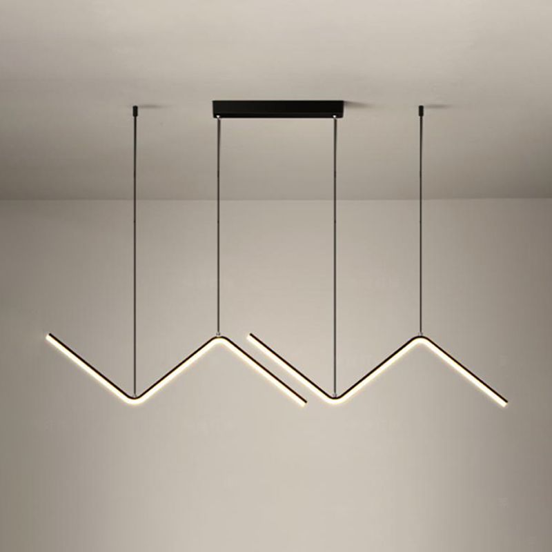Contemporary Island Light Linear Metal 2 Light Island Lights en negro