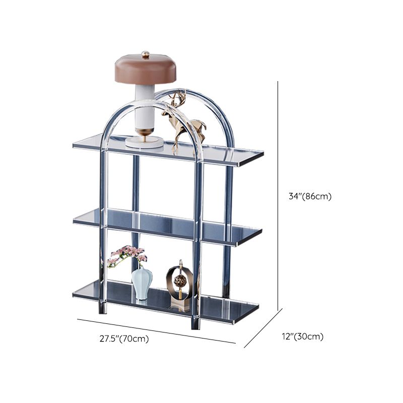 Contemporary Clear Acrylic Sofa Side Accent Table 4 Legs End Table with Storage Shelves