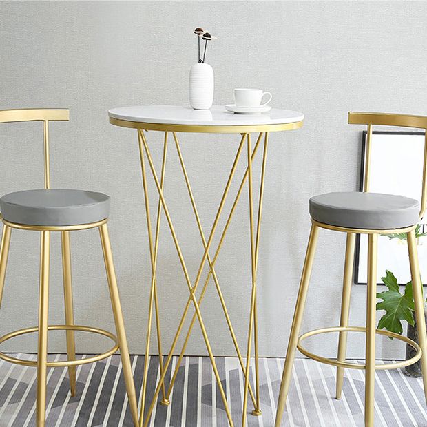Nordic Style Bar-stool Round Counter Bar Stool with Metal Legs for Home Use