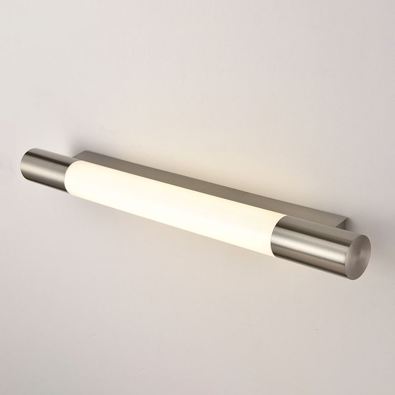 1 Light Metal Linear Wall Lighting Modern Style Mirror Wall Mount Light Fixture in Nickel