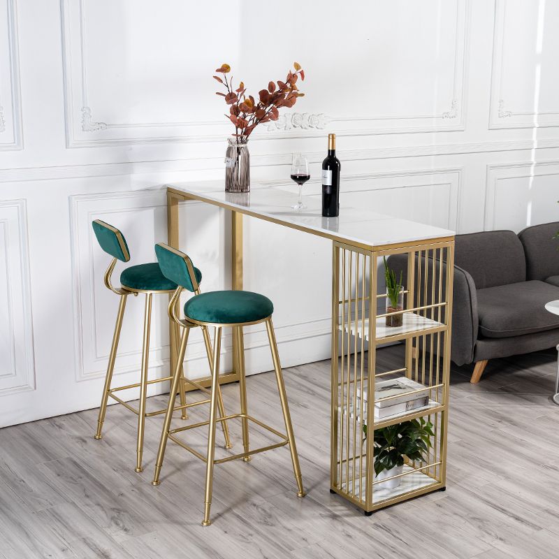 Modern 1/3 Pieces Bar Table Set Rectangle Stone Counter Table with High Stools for Cafe