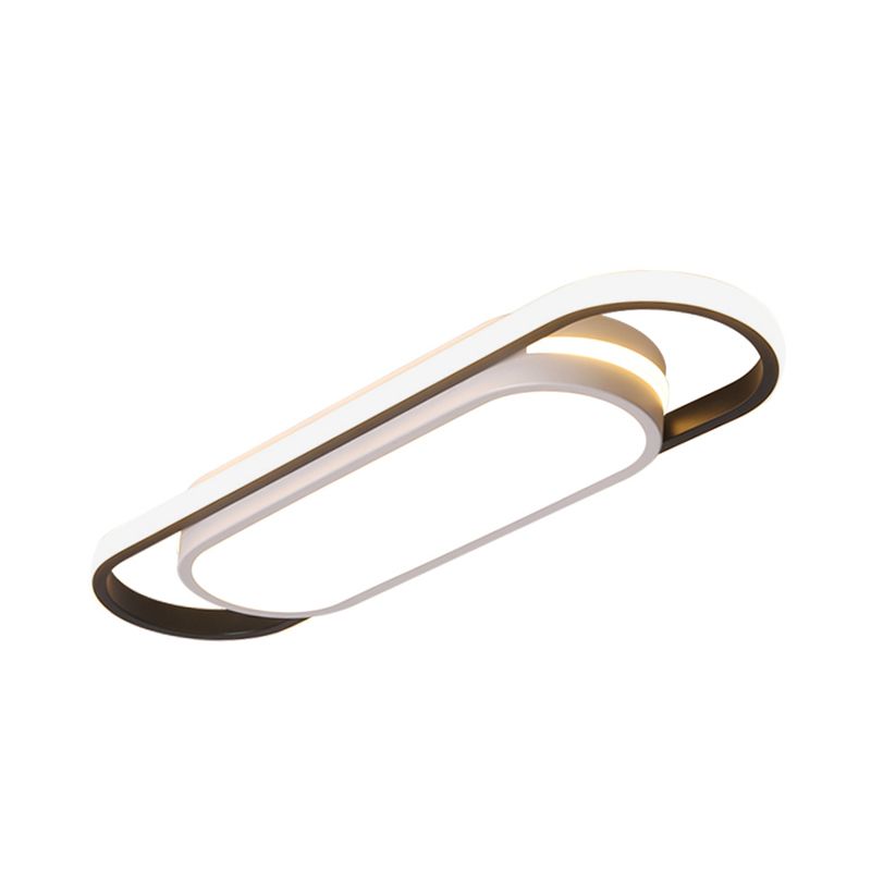 LED Corridor Flushmount Simple Schwarz und Weiß Flush Ceiling Light mit Arc Rectangle Acryl Ton in Weiß/Warm Light, 19 "/23" Breite
