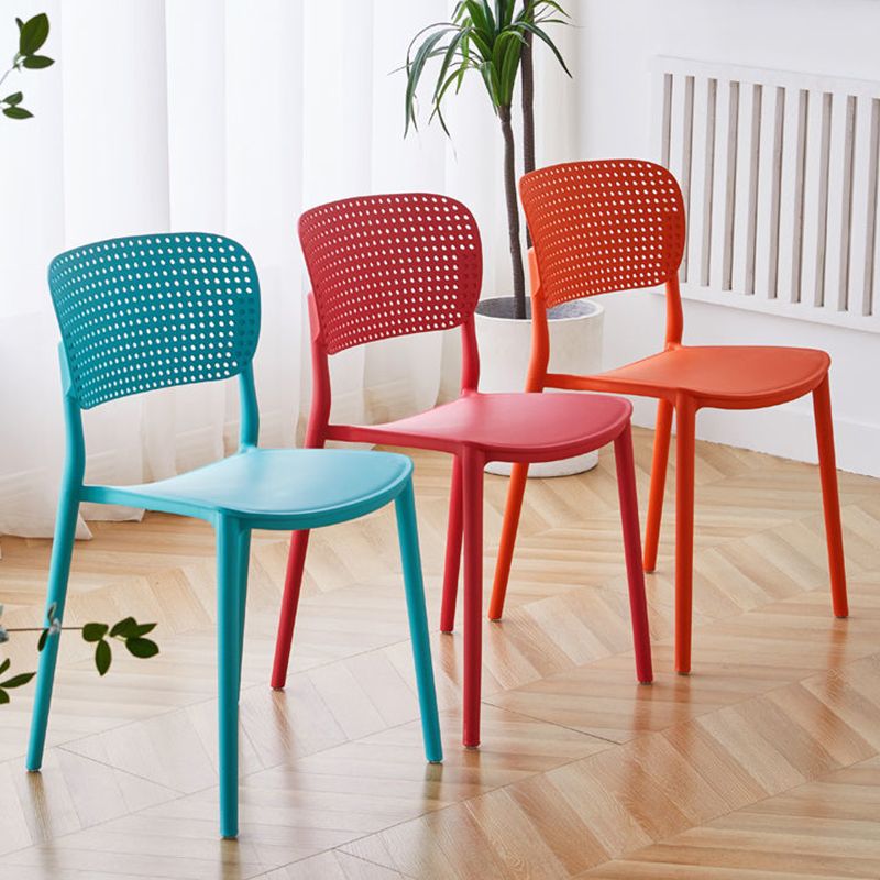 Open Back Dining Side Chair Modern Indoor-Outdoor Plastic Chair