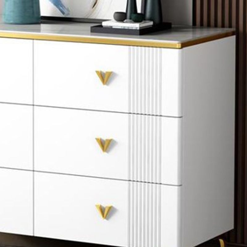 Glam Chest Bedroom Stone 15.7" Wide Chest in White with Drawers