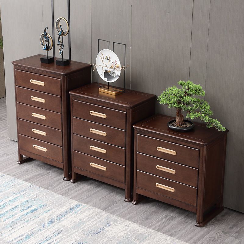 Traditional Brown Storage Chest Dresser Vertical Wooden Chest with 3 / 4 / 5 Drawers