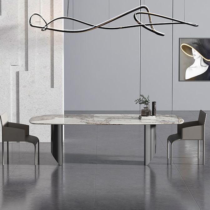 Metalen eigentijdse rechthoekige tafel Gesinterde stenen binnentafel voor eetkamer