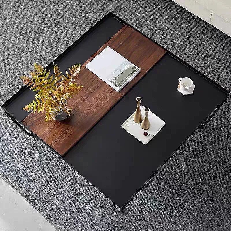 Modern Style Cross Table Base Wrought Iron Black Square & Rectangular Coffee Table