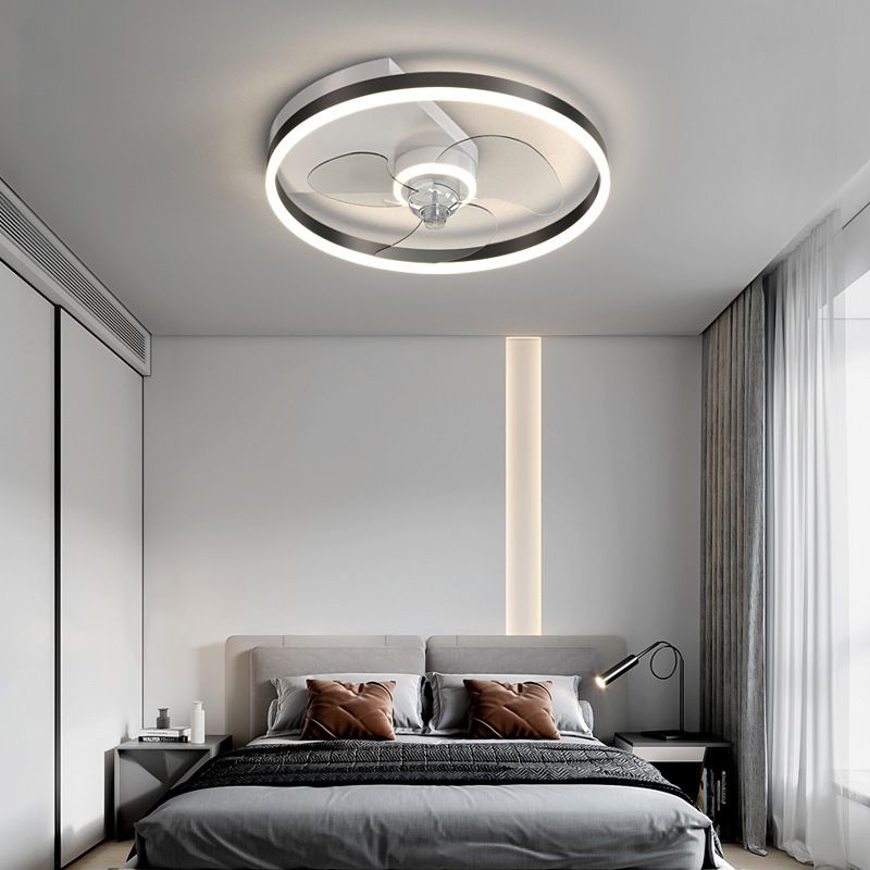 Metal Round Fan Ceiling Lighting Modern Style 1-Light Flush Mount Lamp