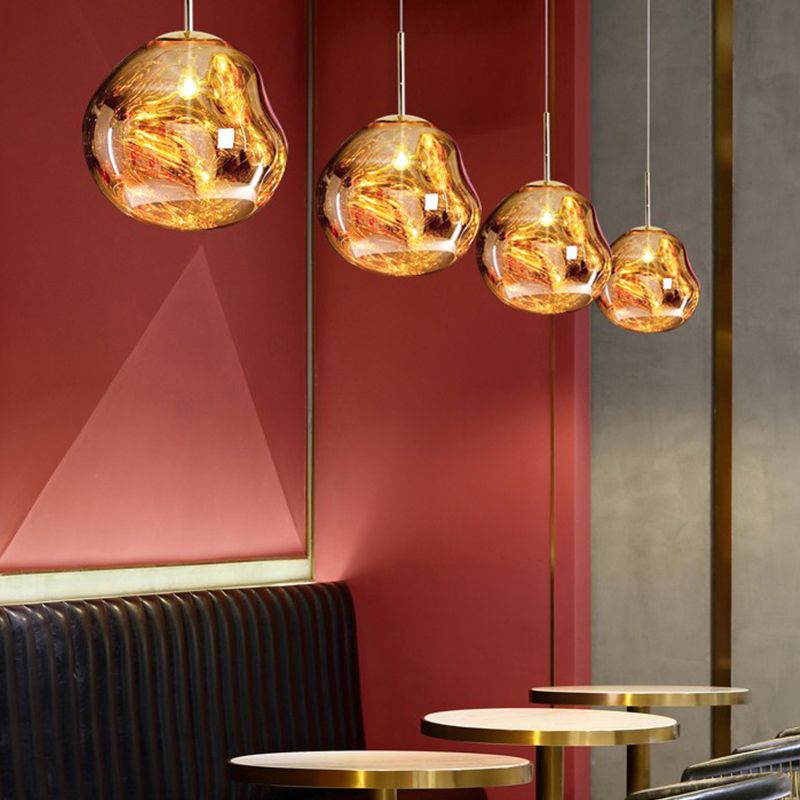 Contemporary Colorful Glass Hanging Light Creative Metallic Pendant Lighting Fixture
