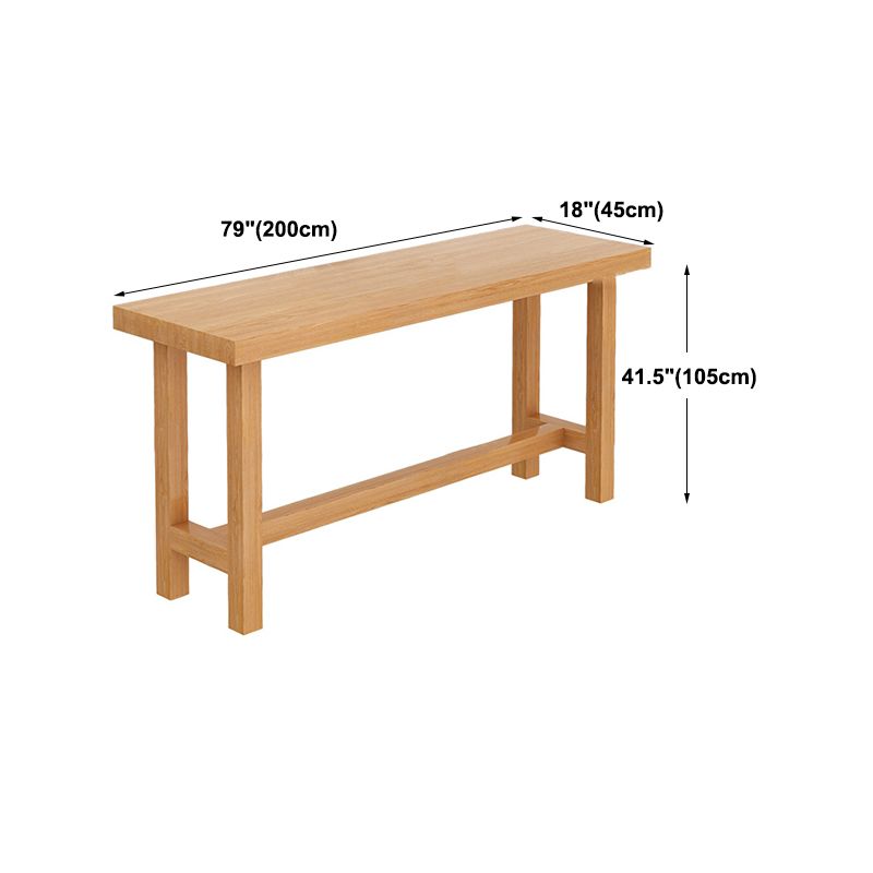 Modern Beige Wood Bar Dining Table Rectangle Indoor Bistro Table with Footrest
