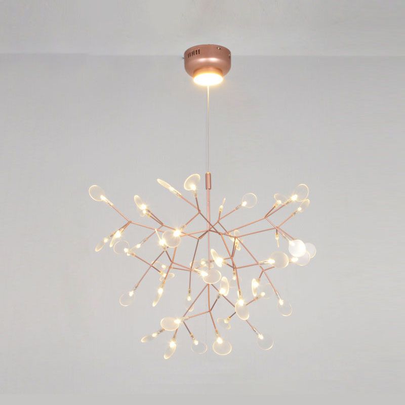 Glowworm Chandelier Light Fixtures Modern Multi-Head Hanging Pendant Lights with Acrylic Shade