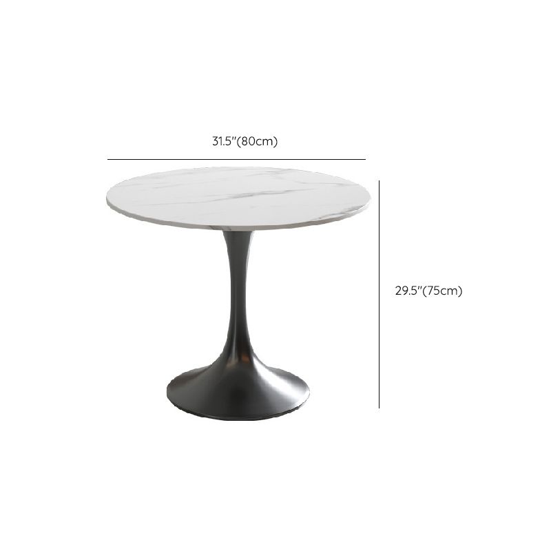 Modern Round Dining Table for Kitchen White Table with Metal Base
