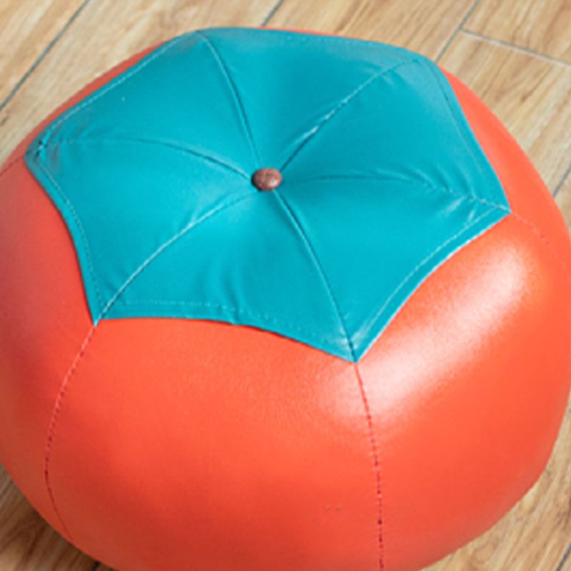 Modern Pouf Ottoman PU Leather Upholstered Geometric Print Spherical Ottoman