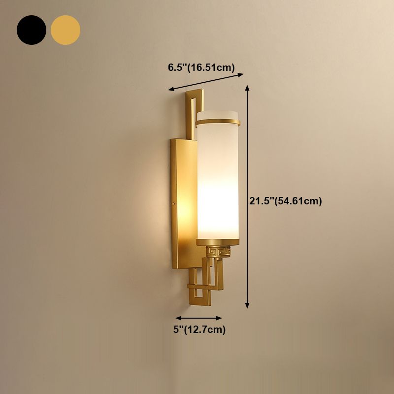 Modern Style Glass Wall Light Cylinder 21.5" High Wall Sconce for Living Room