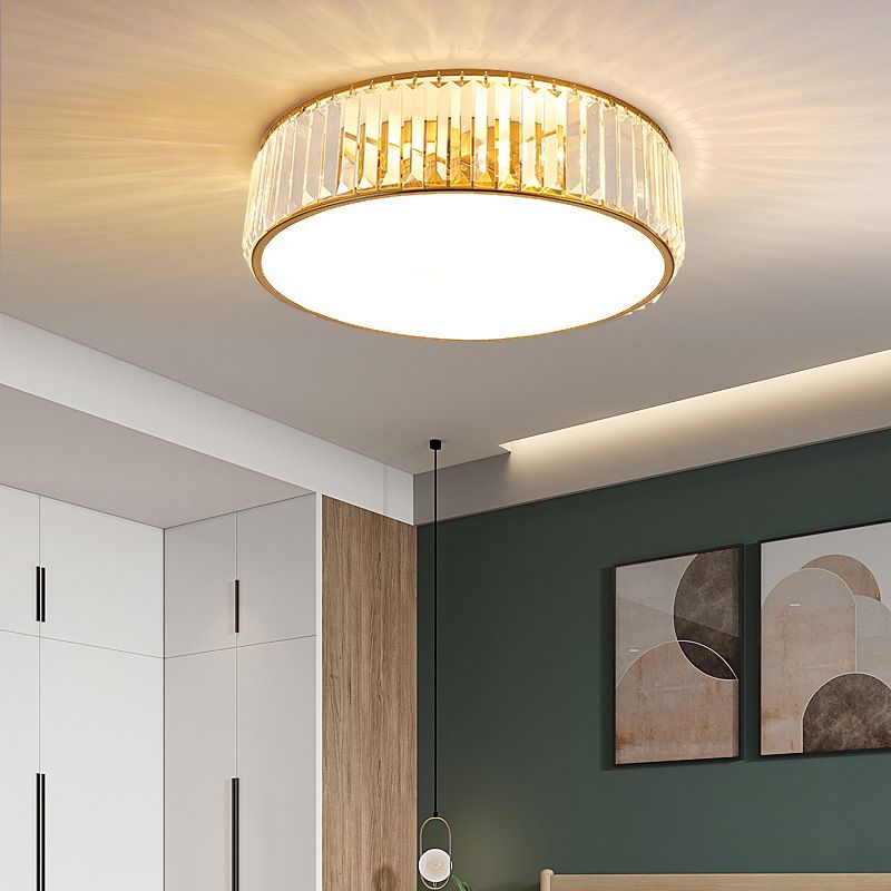 Plafonnier LED circulaire en cristal, plafonnier en fer forgé de Style de luxe moderne pour les espaces intérieurs