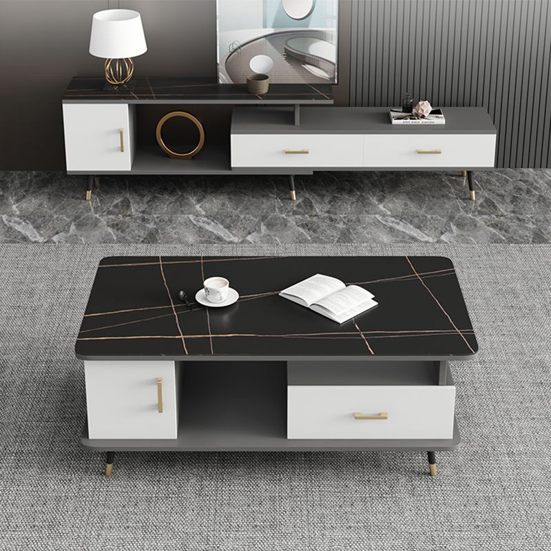 Modern Style Slate White/grey/black Top Rectangular Coffee Table
