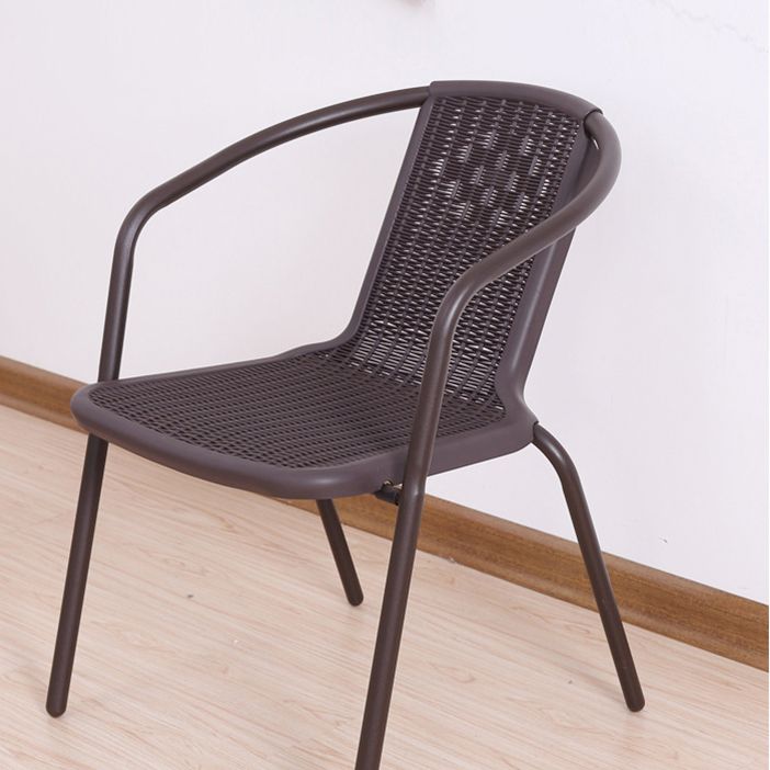 Contemporary Outdoors Dining Chairs in Metal Frame Stacking Chairs