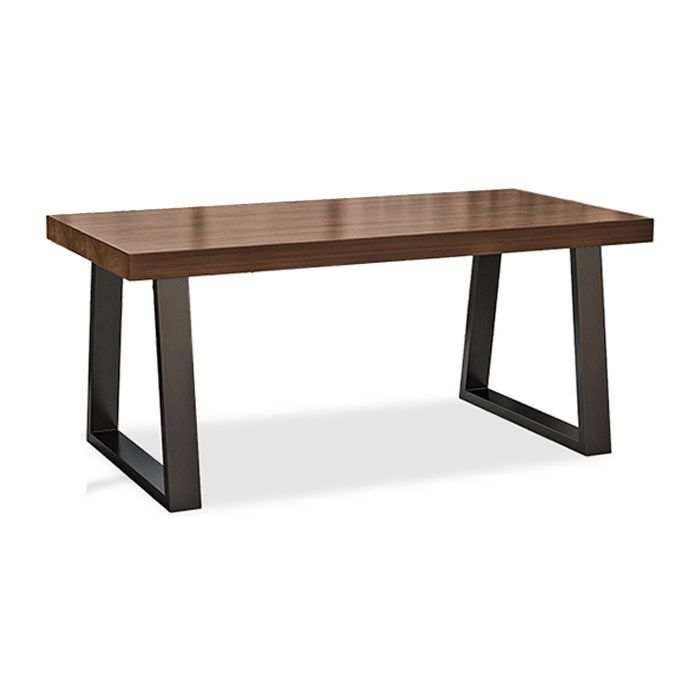 Industrial Wood Dining Table Rectangle Brown Dining Table with Black Frame