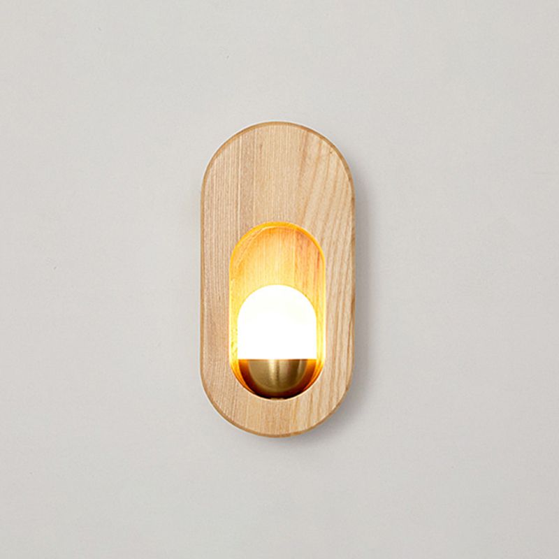 Moderna pared de madera apliques ovalado 1 luz acrílica de pared acrílica para dormitorio