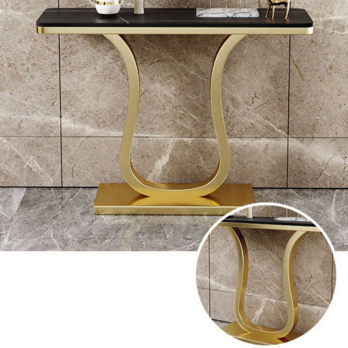 Glam Rectangle Console Table 31.5-inch Tall Stone Accent Table