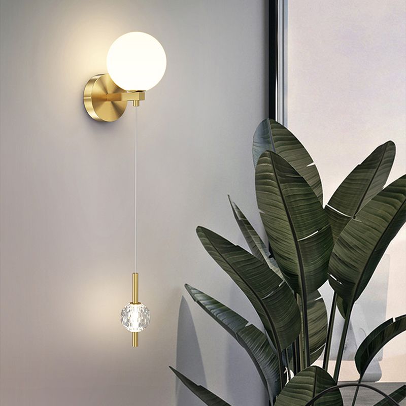 Modern 2 - Light Wall Sconce Solid Brass and Glass Wall Fixture in Gold