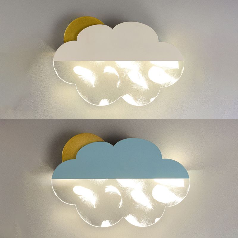 Lampada da parete a parete a forma di nuvola in metallo a 1 luci a parete montata a parete