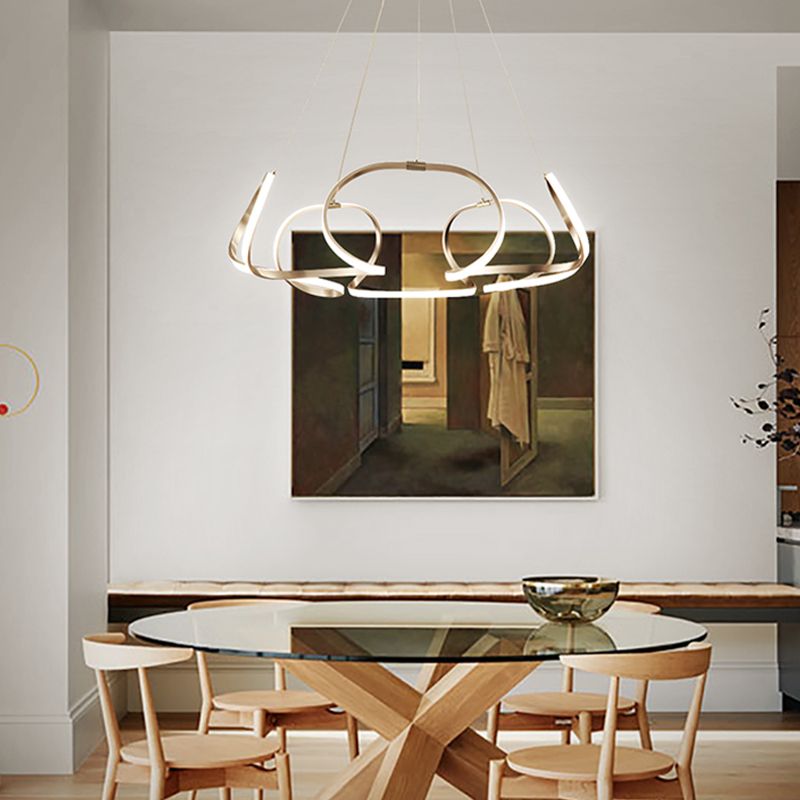 Twisted Shade Chandelier Light Modern Metal 1 Light Chandelier Lighting Fixture in Chrome