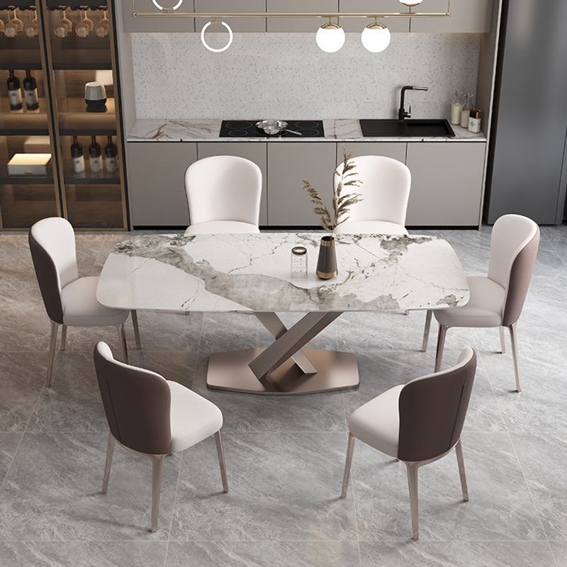 Glam Style Dining Rectangle Table Dining Sintered Stone Table for Home Use