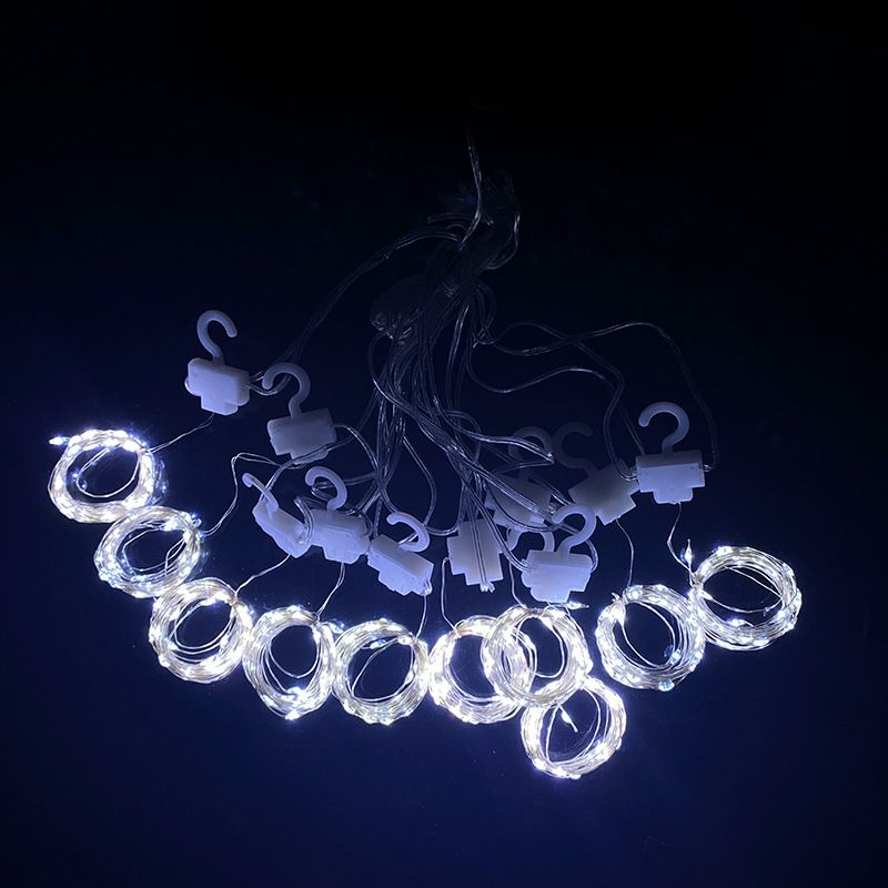 9.8ft Copper Wire LED Light Strip Decorative Indoor Curtain Lights with Hook and Remote