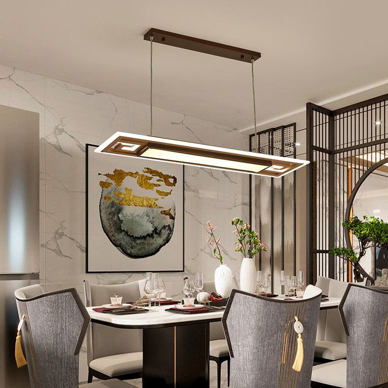 Luci a sospensione a sospensione in metallo marrone lampade a sospensione lineare contemporanea per sala da pranzo