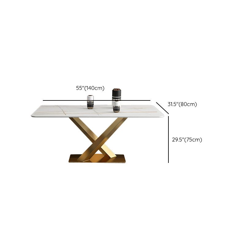Luxury Dining Room Dinner Table Stone Rectangle Pedestal Dining Table