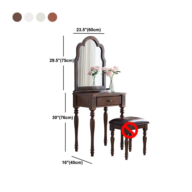 Traditional Wooden Vanity Makeup Table Set 1 Drawers Dressing Table with Mirror