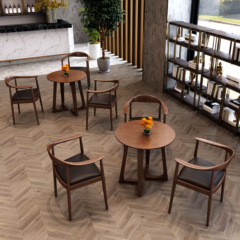Solid Wood Double Pedestal Table Simplicity Dining Table Round for Kitchen Home