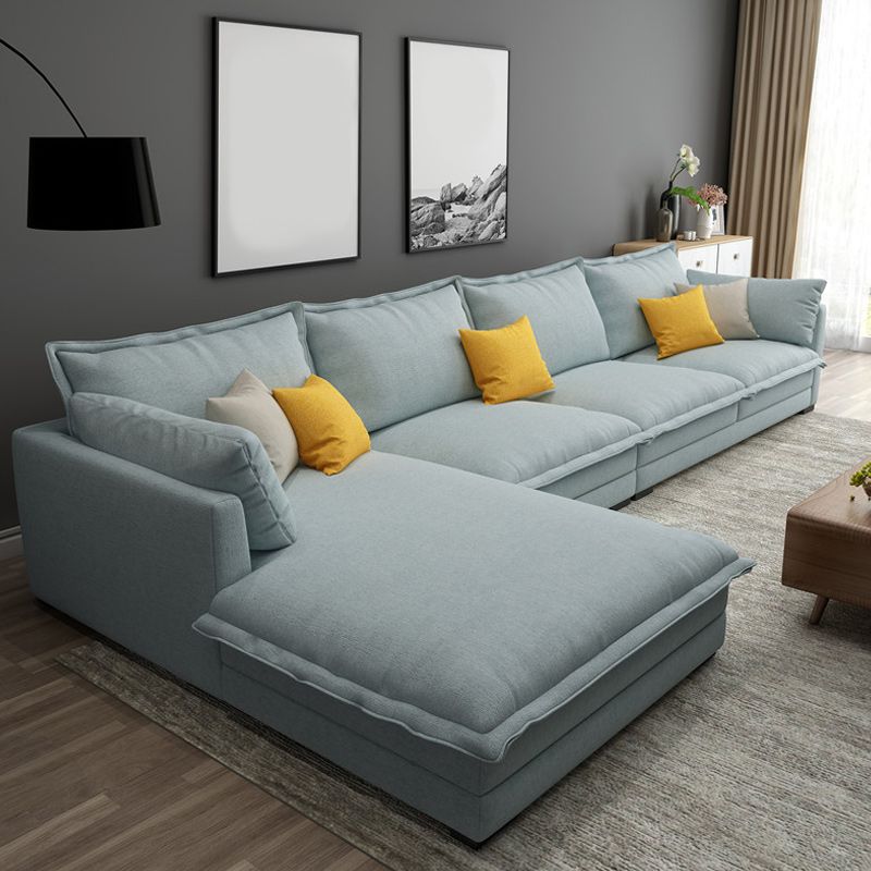 Contemporary Fabric Sofa & Chaise with Pillows for Living Room