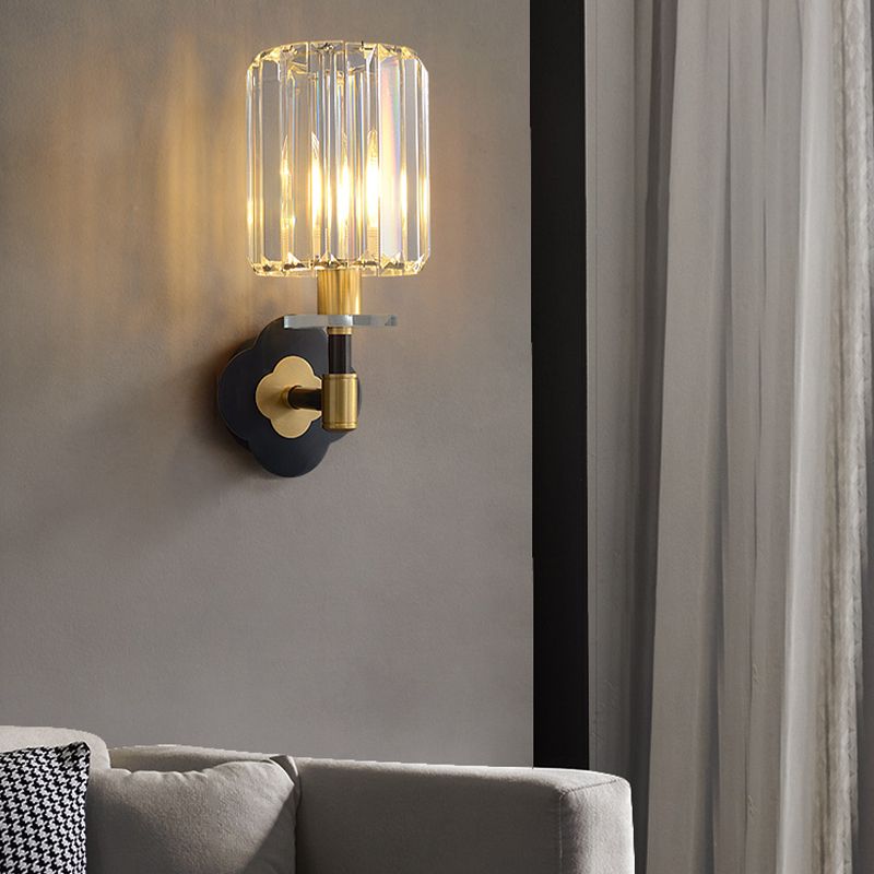 Modern Style Cylinder Wall Light Crystal 1 Light Sconces for Bedroom
