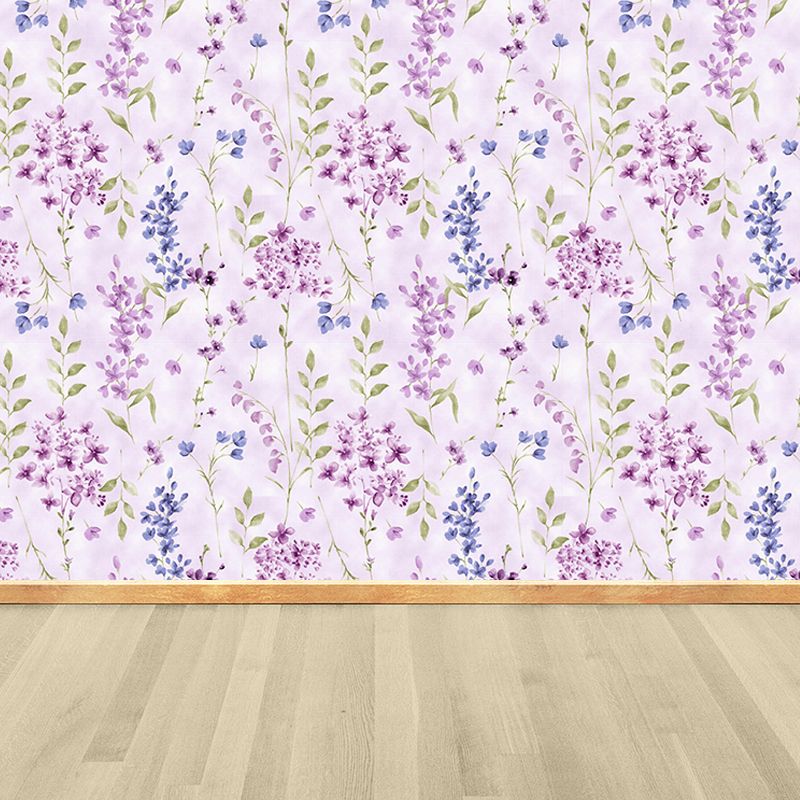 Non-Woven Stain Resistant Mural Modernist Flower Pattern Wall Decor for Living Room