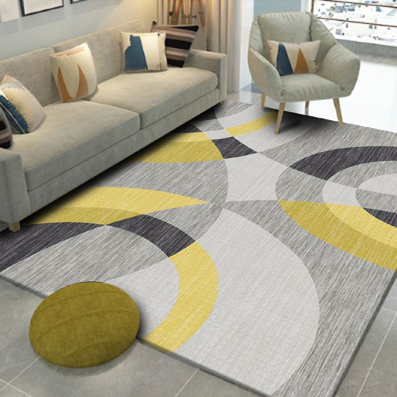 Modern Geometric Indoor Rug Patchwork Simplicity Area Rug Polyester Anti-Slip Carpet for Living Room