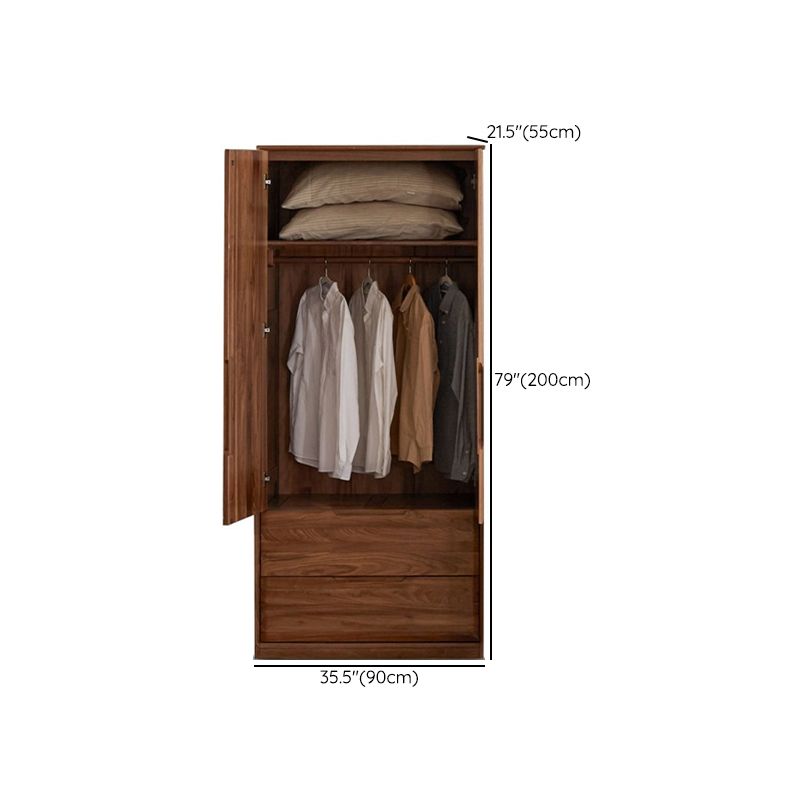 Contemporary Brown Storage Cabinet Solid Wood Wardrobe Cabinet