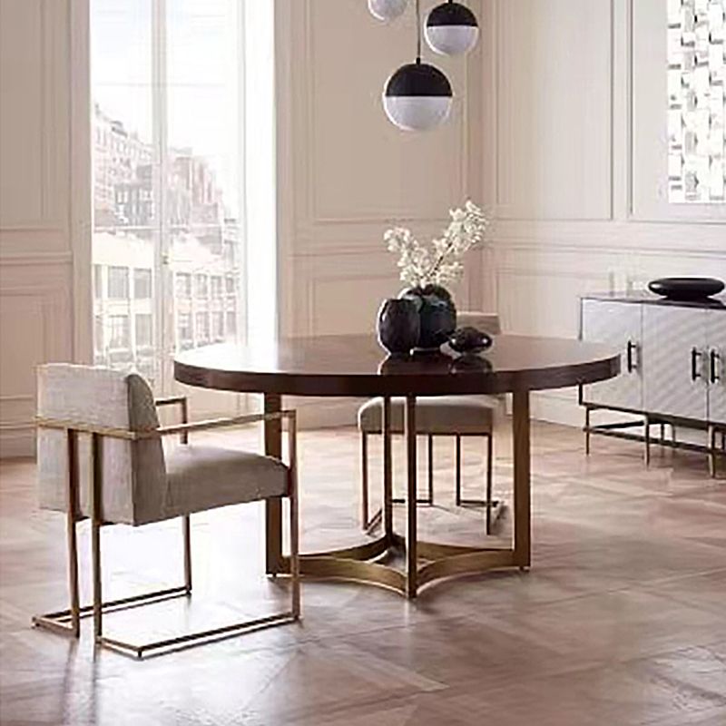 Modern Frame Base Wooden Coffee Table Round Top Shape Cocktail Table for Living Room