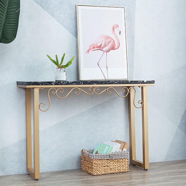 Glam Marble Console Table 12" W Rectangle Sled Accent Table for Hall