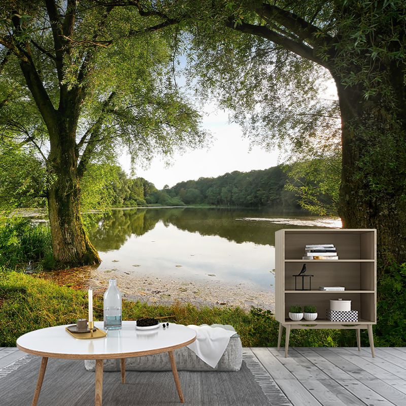 Forest Landscapes Mural Contemporary Mildew Resistant Wall Covering for Dining Room