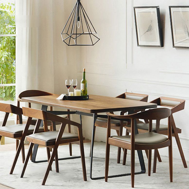 Rectangle Dining Table Pine Solid Wood Dining Table with Sled Base