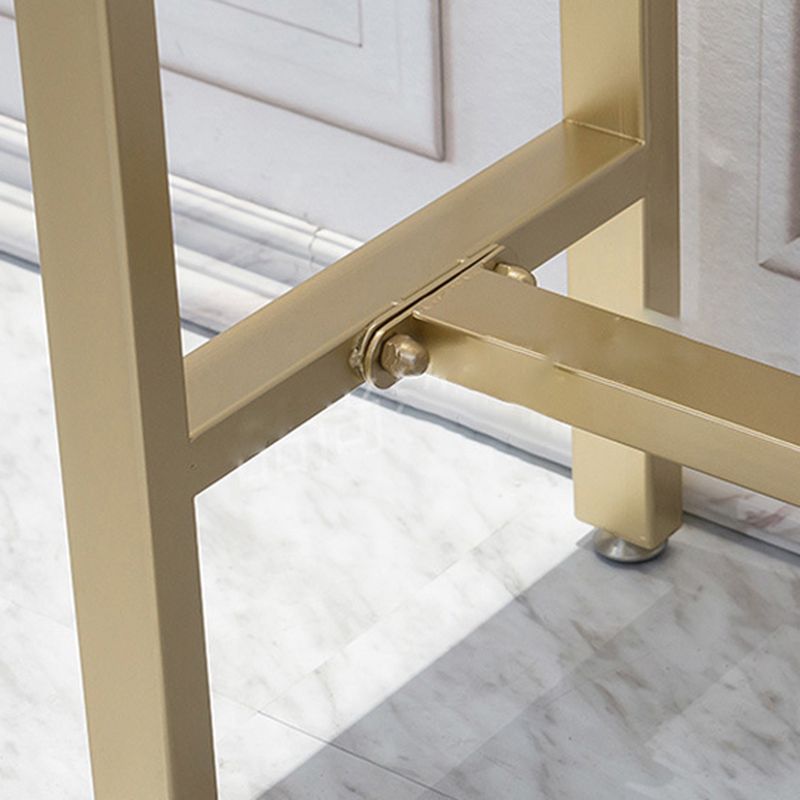 Rectangular Bar-height Table Solid Wood Top Pub Table with Metal Base