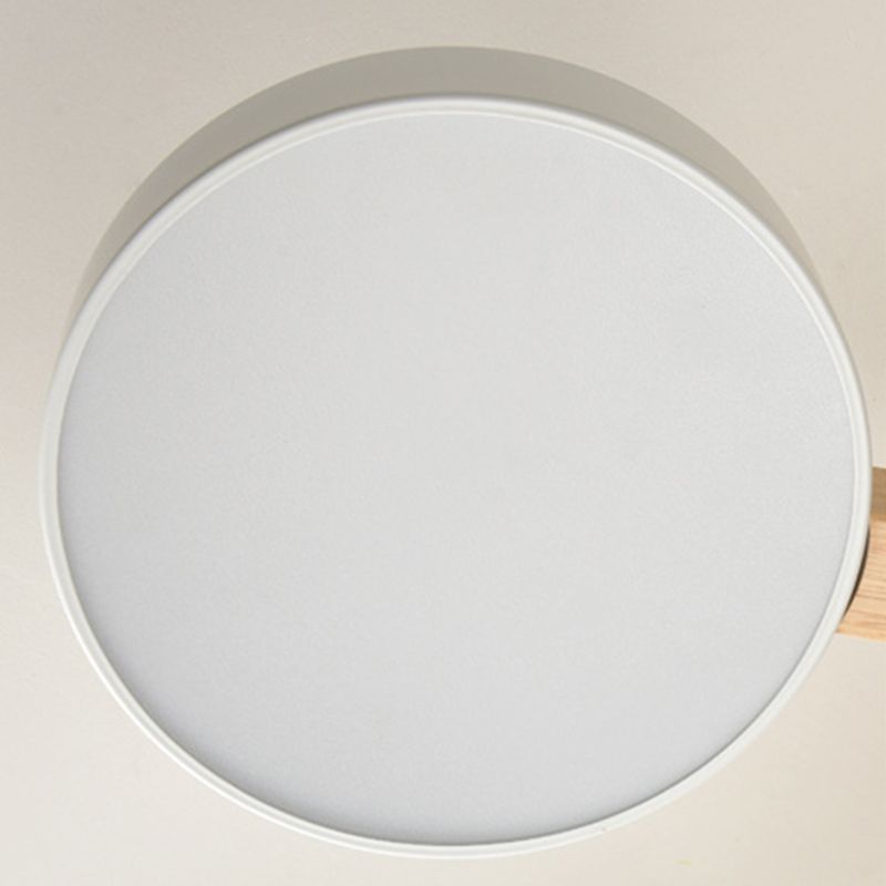 Wooden LED Macaron Ceiling Light in Modern Simplicity Iron Radial Ceiling Fixture with Acrylic Shade