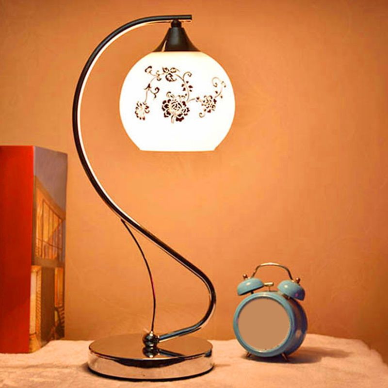 Lampada da comodino in vetro a cupola Lampada da tavolo contemporanea a 1 testa per camera da letto